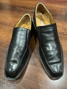 Ecco Shock Point Men's Black Genuine Leather Slip-On Loafers US Size 13 EUR 47