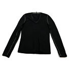 Magaschoni Cashmere Sweater Womens M Dark Gray V Neck Pullover