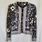 Versace Wool Crop Cardigan Button Front Black White Lightweight Small Estimated