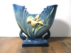 Roseville Vintage Pottery Zephyr Lily Fan Shape Vase Bermuda Blue