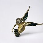 Vintage Hummingbird Pin Brooch Rhinestone