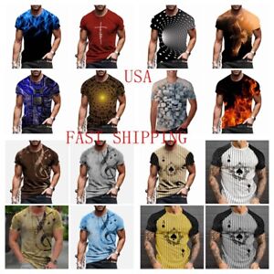 T Shirts Men Fashion Quick Dry Graphic Premium Short Sleeve Novelty Silky Casual