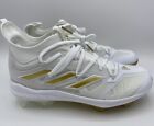 Adidas Adizero Afterburner 9 Baseball Cleats White Gold Men's Size 12.5 GZ6513