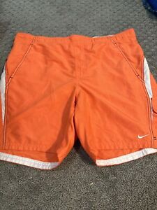 Nike Swim Trunks Board Shorts Orange Lined Performance Cargo Pocket Mens Small