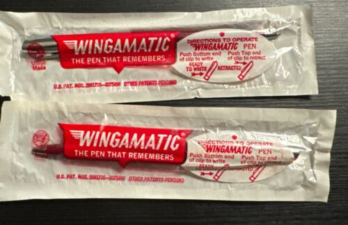 Vintage 1960s Wingamatic Ballpoint Pen USA Lot of 2 New in Package w Advertising