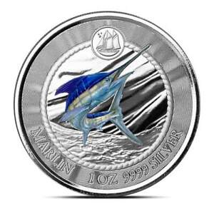 2023 1 oz Cayman Islands Blue Marlin Silver Coin (Colored)