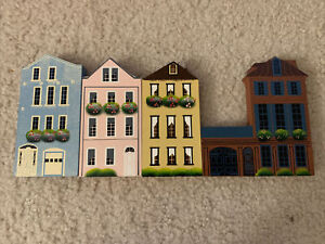 4 Pc LOT Wood Charleston Rainbow Row Houses SHEILA'S Collectables 1990