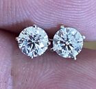 14K white gold 1.00 Carat diamond screw backs- stud earrings- Natural