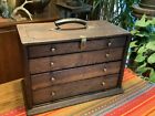 VINTAGE WOOD TOOL CHEST BOX GUNSMITH MACHINIST WATCHMAKER CABINET w  DRAWERS