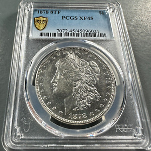 New Listing1878 $1 Morgan Silver Dollar 8TF, EIGHT TAIL FEATHERS, PCGS XF45 (79249)