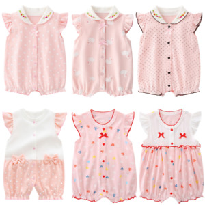 Cotton Baby Girl Romper Short Sleeve Bodysuit Infant Newborn Jumpsuit Clothes