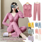 Maternity Feeding Breastfeeding Nursing Pajamas Long Sleeve Tops+pants Casual