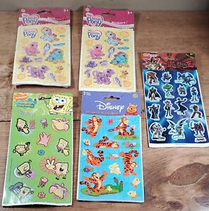 Vintage Lot Stickers My Little Pony, Yu-Gi-OH, Disney Tigger, Sponge Bob 1996-06