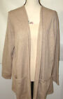 New Womens XL 1X 2X Ryllace Plus 100% Cashmere Open Cardigan Sweater Tan Hole