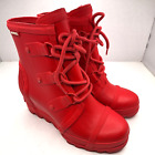 Sorel Women's Red Joan NL2442-622 Wedge Waterproof Ankle Rain Boots Size 9