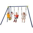 440 lbs Swing Set 2-in-1 Kids Swing Stand w/Two Swings & One Glider for Backyard