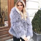 Women's Real Farm Ostrich Turkey Feather Fur Coat Style Lady Jacket Sleeve Short