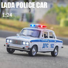 1:24 Russian LADA 2106 Police Car Diecast Alloy Model Sound Lights Toy Collect