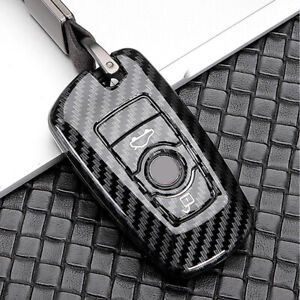 For BMW 4 Button Carbon Fiber Smart Car Key Case Cover Fob Holder Accessories (For: 2017 BMW)