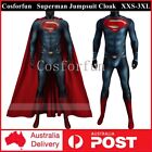 Deluxe Superman Man of Steel Clark Kent Printed Jumpsuit Cloak Costume Cosplay