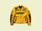 Yellow  2003 Michael Schumacher Racing Leather Jacket Real leather