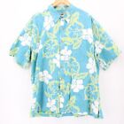 Vintage Cooke Street Hawaiian Shirt Mens Blue Floral Button Down Collared Sz 2XL