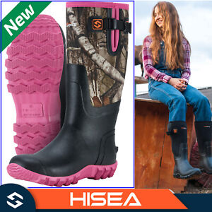 HISEA Women Chore Work Boots Waterproof Insulated Rubber Rain Snow Garden Boots