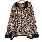 Maggie Barnes Womens Leopard Print Pullover Sweater Size 5X Boho Stretch