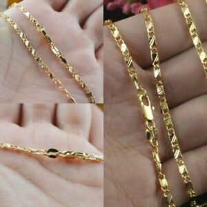 Wholesale 18k Gold Filled Figaro Curb Link Flat Chain Necklace Jewelry 16''-30''