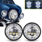2x 4.5 Inch LED Passing Lights Chrome Fog Spot Lamp for Harley Davidson 4-1/2