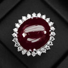 Invaluable Vivid Red Ruby Cabochon Rare 24Ct 925 Sterling Silver Handmade Rings