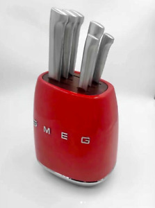 Smeg Knife Set and Block (Red)
