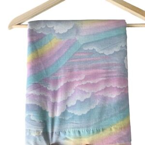 New ListingVintage Flat Sheet Pastel Rainbow Cotton Polyester Blend 77x96 Full Size Mora