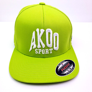 Akoo Sport Mens Size S/M Acid Lime Green Flexed Flexfit Cap Hat