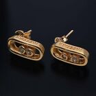 18K Yellow Gold CZ Messika Style Stud  Movable Earrings 5.24gr
