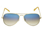 Ray-Ban Sunglasses RB3025 Aviator Gradient Gold Frame Light Blue Lenses 58mm