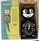 EARLY 1950's BLACK ALLIED ELECTRIC KIT CAT KLOCK w/ORIGINAL BOX Working