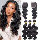 10A human hair bundles with lace closure body wave remy virgin hair 161820+14in