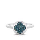 HSN Colors of Diamonds Sterling Silver 0.30cttw Blue Diamond Clover Ring Size 8