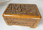New ListingUnique Vintage Hand Carved Old Wood Box, with Lid, Awesome
