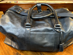 COACH Black Leather Vintage Cabin Duffle Bag with Silver Hardware