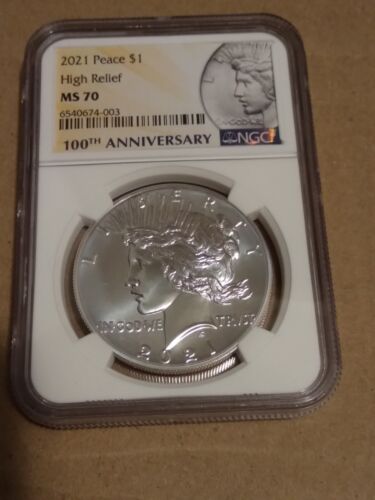 New Listing2021 MS70 Peace HIGH RELIEF SILVER DOLLAR NGC MS 70 1921 100th Anniversary Label