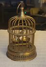 Vintage Solid Brass Bird Cage W/Hanging Swing,  Food Bowls & Bird Made In India