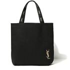 NEW Yves Saint Laurent YSL Tote Bag Black Gold Embroidery Logo Novelty F/S Japan