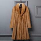 Real Mink Fur Long Thick Winter Ladies Coat Lapel Jacket Warm Parka Size M-4XL