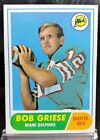Bob Griese Miami Dolphins 1968 Topps Rookie Card #196 RC EX