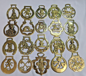 Brass Horse Medallion Lot of 20 Vintage Horseshoe Koi Keys Thistle Jockey Mill