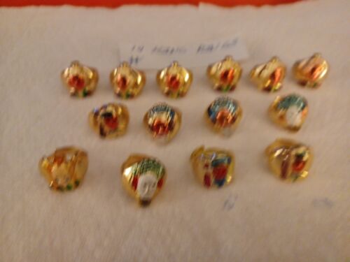 VINTAGE RARE GUMBALL/VENDING METAL PAINTED &/OR JEWELED KING RINGS  LOT OF 14
