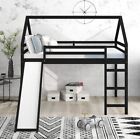 Full-size solid Expresso color Loft Playhouse bed with slide for Kids and Teens