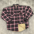 Wrangler Shirt Jacket Mens Medium Flannel Brown Plaid Sherpa Lined Shacket Y2K